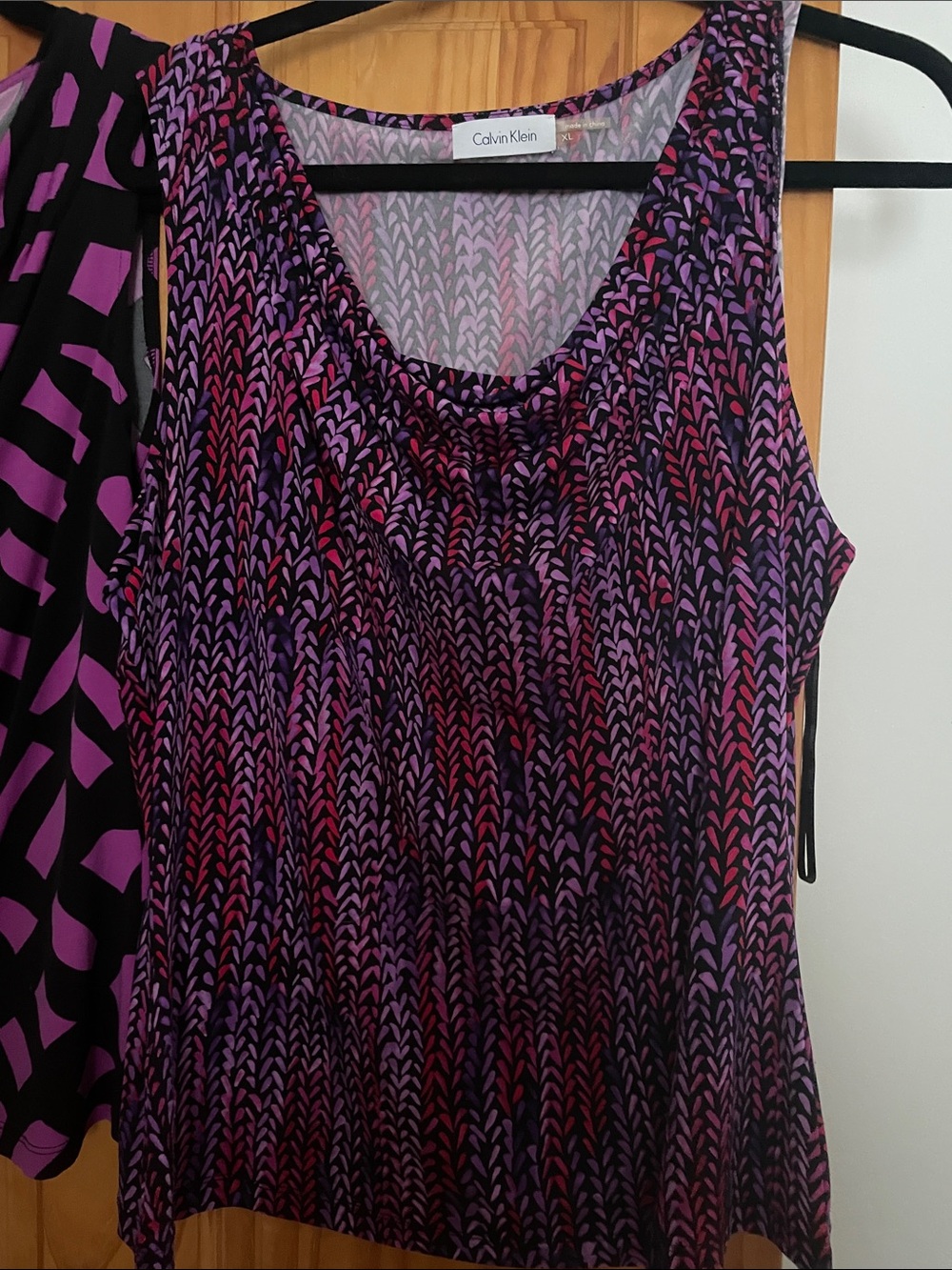 Calvin Klein Purple & Black Patterned Sleeveless Tops Duo - Picture 4 of 5